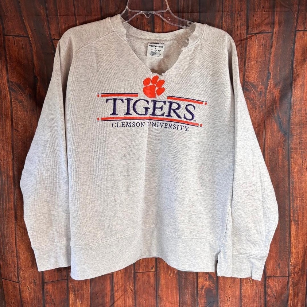Clemson University Tigers‎ Champion Sweatshirt Light Grey Women's Size L Sports